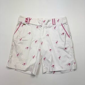 Lilly Pulitzer White Flamingo Print Women's Shorts Size 8